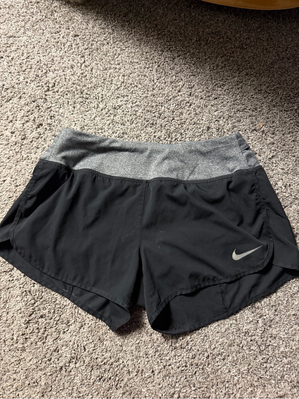 Nike Women's Black Athletic Shorts with Gray Waistband